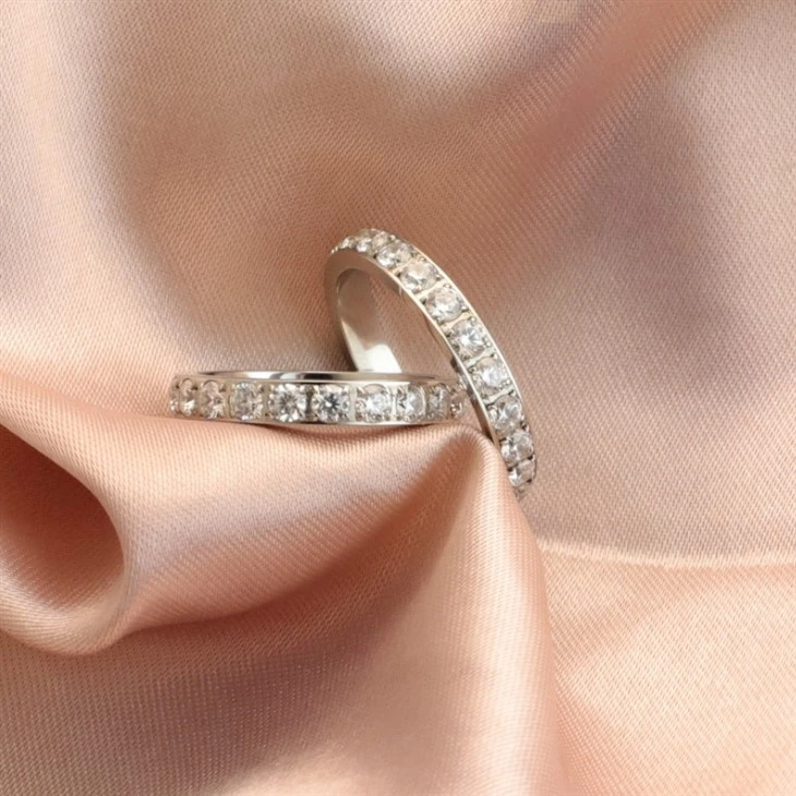 Channel-Set Zircon Half Eternity Band Ring high quality