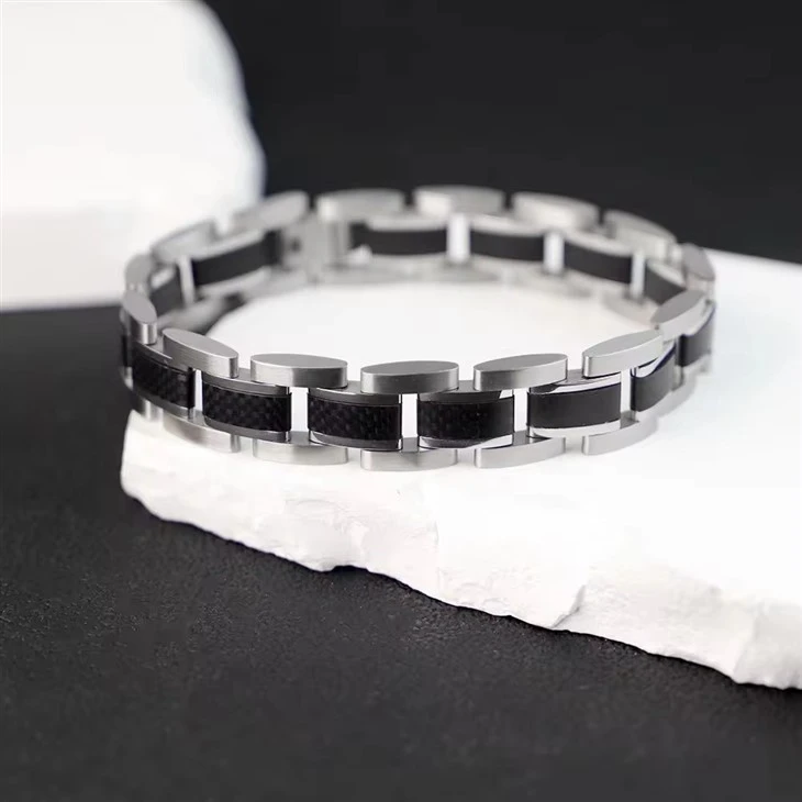 Custom Black Carbon Fiber Stainless Steel Fashion Jewelry Bracelets Mens Custom Black Carbon Fiber Stainless Steel Fashion Jewelry Bracelets Mens