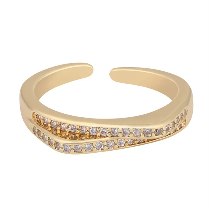 Double Row Scraped-edge Zircon Open Band Ring