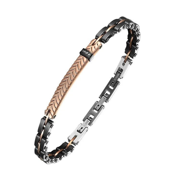 Textured Rose Gold Ceramic Stainless Steel Link Bracelet Textured Rose Gold Ceramic Stainless Steel Link Bracelet